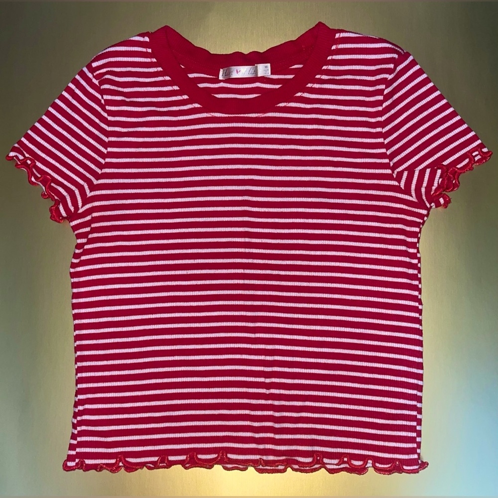 Heart Hips Striped Crop Top { Size: Medium }